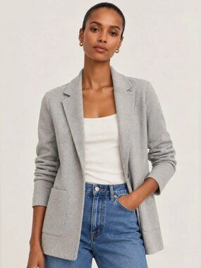 J Crew Sophie Open Front Sweater Blazer, Grey, XXS